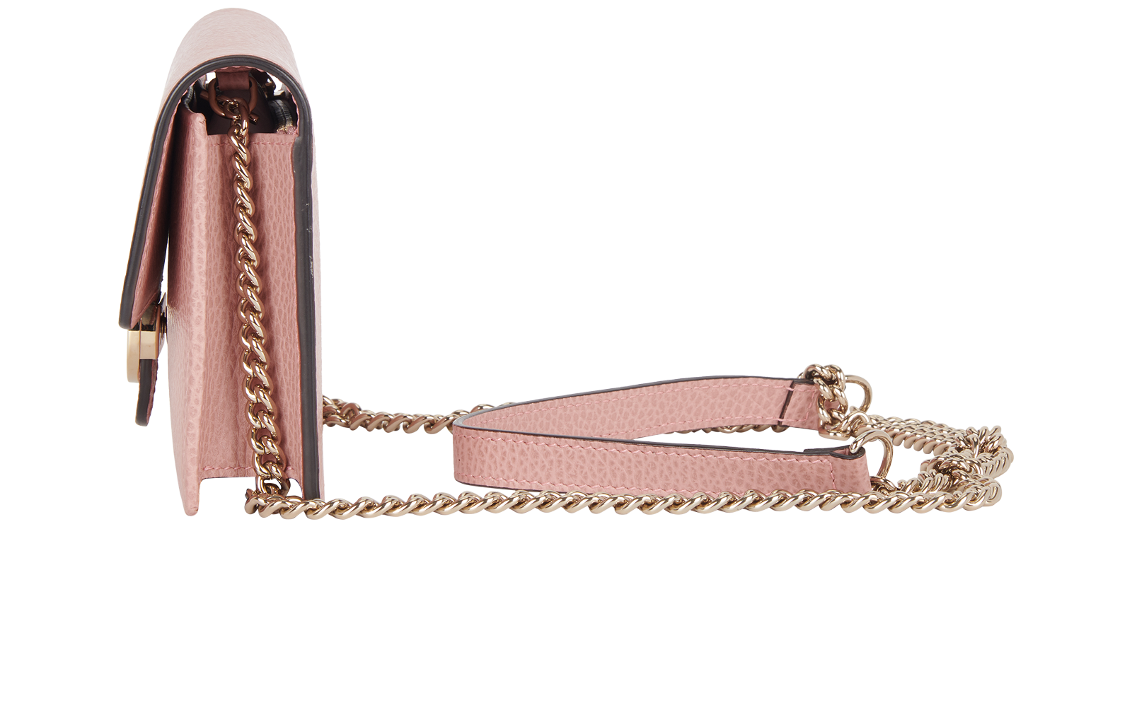 Interlocking Wallet On Chain, &pound;560, Handbags, Pink, Leather, Bottom view